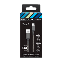 Кабель Ergolux ELX-CDC08-C41 USB (m)-Type-C (m) 1.2м 3.0A ткань черный белый в коробке (1/10/240)