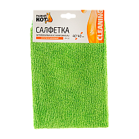 Салфетка Рыжий кот CM-02 40х40см микрофибра  супервпитывающая зеленый (1/10/100)