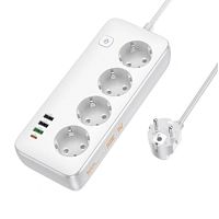 Сетевой фильтр HOCO AC22 4р.С/З 1.5м 3USB/Type-C с выкл. белый