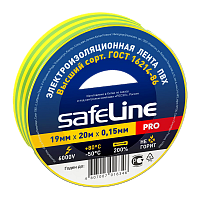 Изолента Safeline 19мм*20м ПВХ желтый зеленый (10/200)