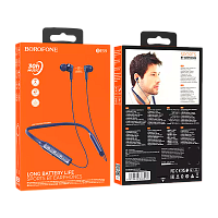 Наушники вставные Borofone BE59 bluetooth 5.3 с микр. с шейным шнурком синий