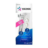 Удлинитель Космос 3р.Б/З 16A 7.0м белый (1/20)