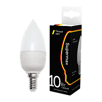 Лампа светодиодная Supermax E14 10W 3000К 230V свеча (1/10/80)