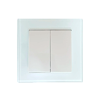 Выключатель Прогресс Glass 2-клав.10A ABS + Керамика белый (1/10/100)