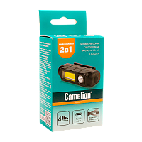 Фонарь налобный Camelion LED53414 3W XPE+COB от аккумулятора Type-C 4 режима черный (1/12/144)