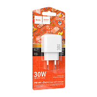 Сетевое З/У HOCO CS55A 1USB+1Type-C 3.0A 30W QC3.0 белый (1/30/180) 