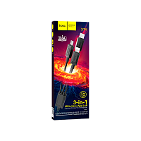 Кабель HOCO X74 USB (m)-2хType-C/Lightning/microUSB (m) 1м 2.0A ПВХ черный (1/31/310)