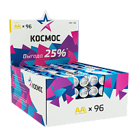 Батарейка Космос LR6 AA Shrink 4 Alkaline 1.5V (96/384)