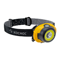 #Фонарь налобный Космос H103 3W COB от батареек 3хААA 3 режима желтый (1/24/144)