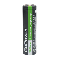 Аккумулятор Li-ion GoPower ICR18650 PC1 3.7V 2200mAh без защиты выс.конт. (1/80/160)