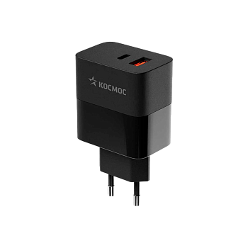 Автомобильное З/У Космос 1USB/Type-C 3.0A 30W QC3.0 / PD3 черный (1/40/80) 