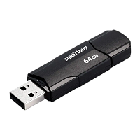 Флеш-накопитель Smartbuy Clue 64GB USB2.0 пластик черный 