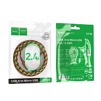 Кабель HOCO X116 USB (m)-microUSB (m) 1м 2.4A нейлон красный (1/68/680)