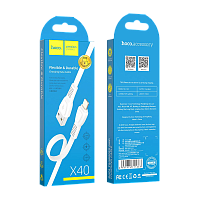 Кабель HOCO X40 USB (m)-Lightning (m) 1м 2.4A TPE белый (1/33/330)