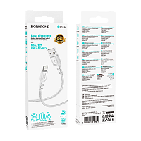Кабель Borofone BX116 USB (m)-Type-C (m) 1м 3.0A нейлон белый (1/360)