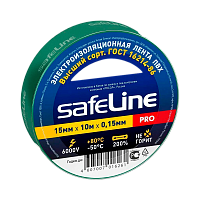 Изолента Safeline 15мм*10м ПВХ зеленый (10/250) 