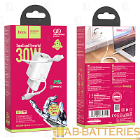 Сетевое З/У HOCO N13 1USB/Type-C 30W QC3.0 с кабелем Type-C-Type-C 60W белый (1/12/120) 