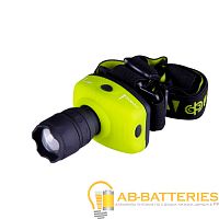 Фонарь налобный Фаzа H2-L1WZ 1W 1LED от батареек 3 режима+ZOOM зеленый (1/12/48)