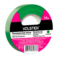 Изолента Volsten 15мм*10м ПВХ зеленый (1/10/500) 