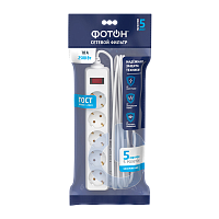 Сетевой фильтр Фотон SP 10-55ES 5р.С/З 10A 5.0м 3х0.75мм² с выкл. белый (1/20)