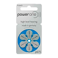Батарейка PowerOne ZA675 BL6 Zinc Air 1.45V (6/60/300)