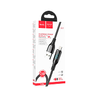 Кабель HOCO S51 Lightning (m)-Type-C (m) 1.2м 2.1A 20W нейлон дисплей черный (1/16/160)