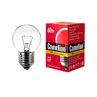 Лампа накаливания Camelion E27 60W 220V шар прозрачная (1/100)