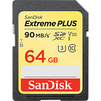 Карта памяти SD SanDisk Extreme Plus 64GB Class10 UHS-I (U3) 90 МБ/сек V30