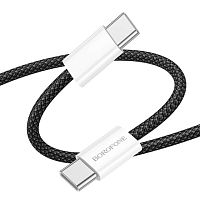 Кабель Borofone BX103 Type-C (m)-Type-C (m) 1м 3.0A 60W ткань черный (1/360)
