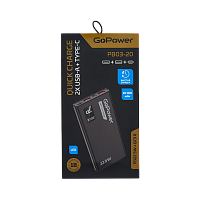 Внешний аккумулятор GoPower PB03-20 20000mAh 3.0A 22.5W 2USB/Type-C черный (1/50)