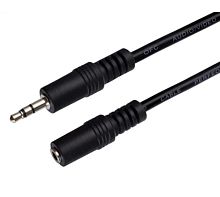 Кабель AUX Perfeo Jack 3.5mm (m)-Jack 3.5mm (f) 5м черный (1/25)