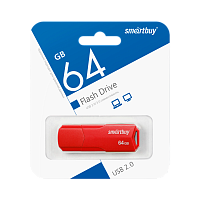 Флеш-накопитель Smartbuy Clue 64GB USB2.0 пластик красный 