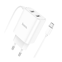 Сетевое З/У HOCO C103A 2USB microUSB (m) 2.1A белый (1/13/130) 