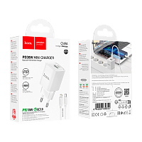 Сетевое З/У HOCO C149A 1USB+1Type-C 3.0A 30W PD,QC с кабелем Lightning белый (1/30/180)