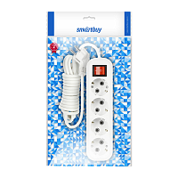 Удлинитель Smartbuy 4р.С/З 16A 2.0м с выкл. ПВС 3x1мм² белый (1/40)