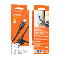 Кабель Borofone BX91 USB (m)-Type-C (m) 1м 3.0A ПВХ черный (1/360)