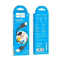 Кабель HOCO X90 USB (m)-Lightning (m) 1м 2.4A силикон черный (1/37/370)