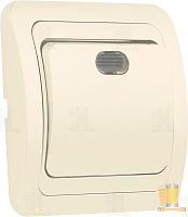 Выключатель SmartBuy 1-клавишный с индикатором 10А бежевый, керамика "Марс"