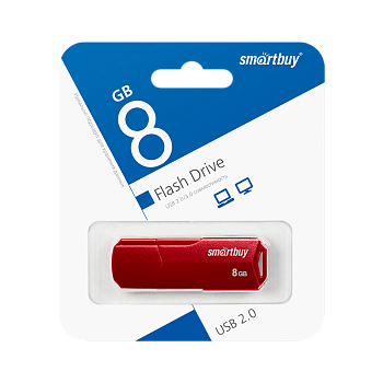Флеш-накопитель Smartbuy Clue 8GB USB2.0 пластик бургунди 