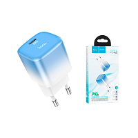 Сетевое З/У HOCO C101A Type-C 20W с кабелем Type-C-Lightning голубой (1/11/110)