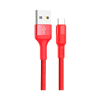 Кабель HOCO X26 USB (m)-Type-C (m) 1м 2.0A нейлон красный (1/30/300)