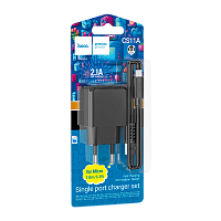 Сетевое З/У HOCO CS11A 1USB 2.1A с кабелем microUSB черный (1/28/168) 