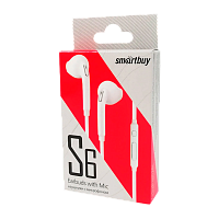 Наушники внутриканальные Smartbuy S6 с микр. белый (1/100)