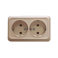 Розетка Прогресс Fit 2гн. 10A С/З ABS + Керамика бежевый (1/10/200)