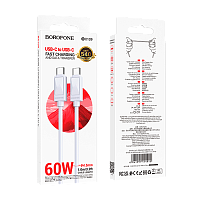 Кабель Borofone BX109 Type-C (m)-Type-C (m) 1м 3.0A 60W ПВХ белый (1/360)