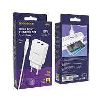 Сетевое З/У Borofone BN2 2USB 2.1A с кабелем Type-C белый (1/35/140)