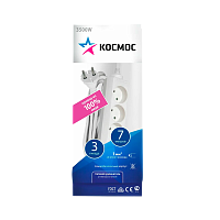 Удлинитель Космос 3р.Б/З 16A 7.0м белый (1/20)