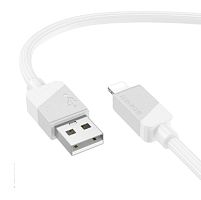 Кабель Borofone BX107 USB (m)-Lightning (m) 1м 3.0A 60W пластик белый (1/360)