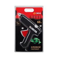 Клеевой пистолет СИЛА SGG60-01 60Bт под стержень 11мм в комплекте 11мм х 7cм 2 шт.