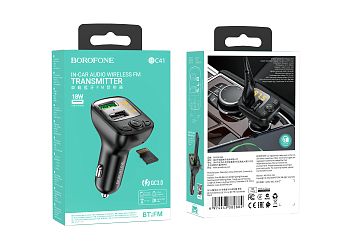 FM-трансмиттер Borofone BC41 2USB bluetooth 5.0 дисплей черный (1/31/124) 